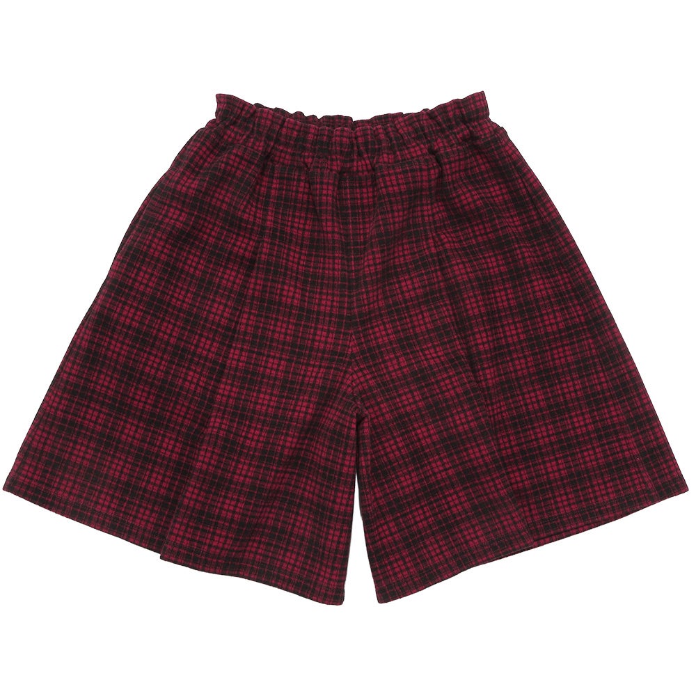 チェック柄 タック キュロットパンツ Red front