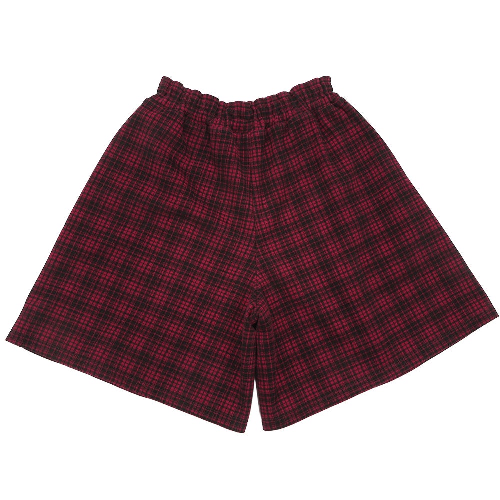 チェック柄 タック キュロットパンツ Red back