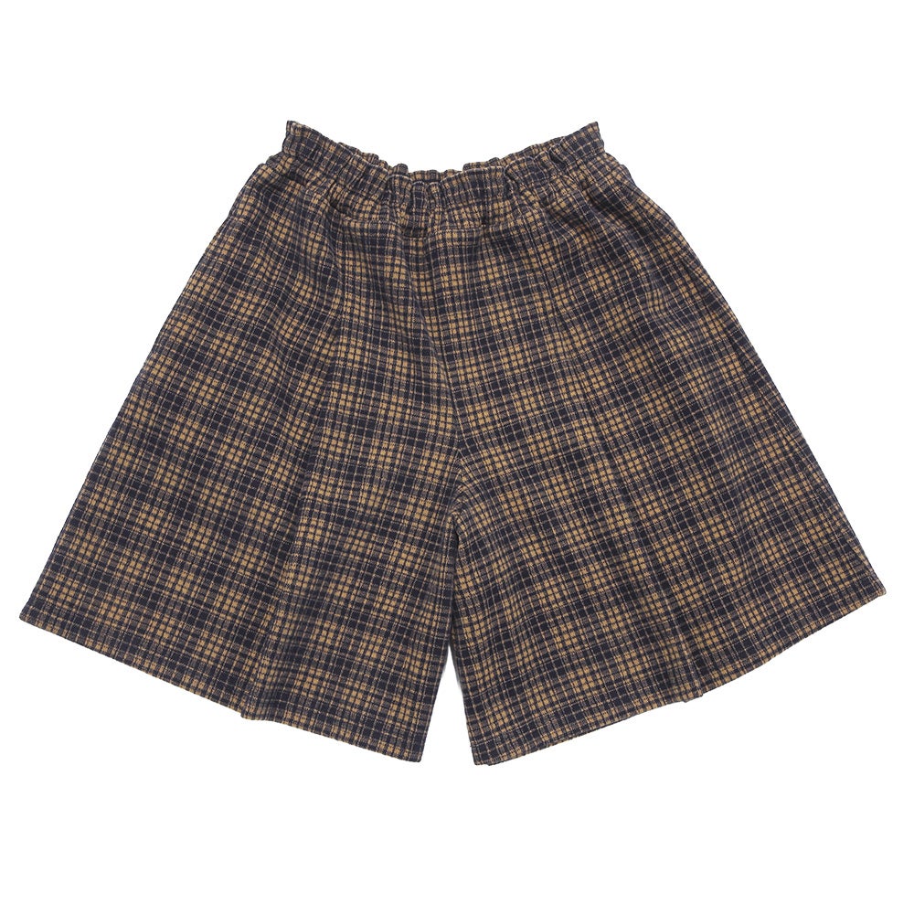 チェック柄 タック キュロットパンツ Navy front