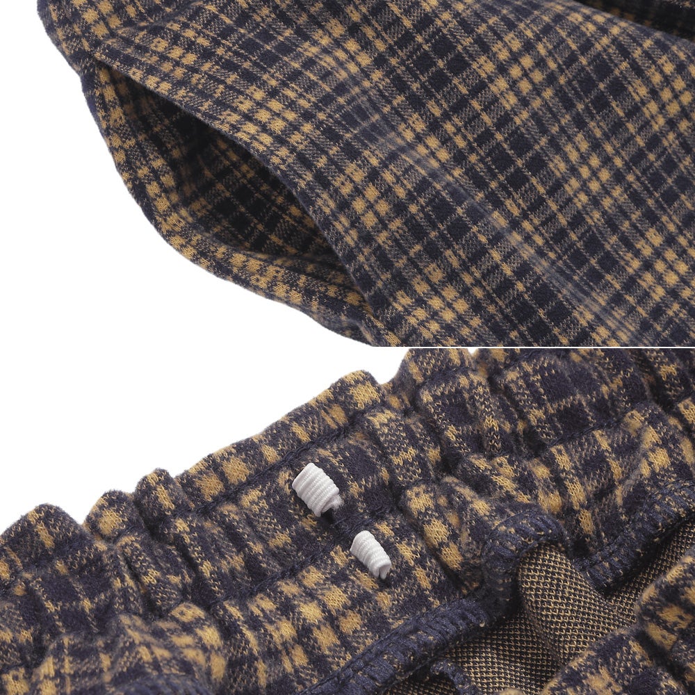 チェック柄 タック キュロットパンツ Navy Design point 2