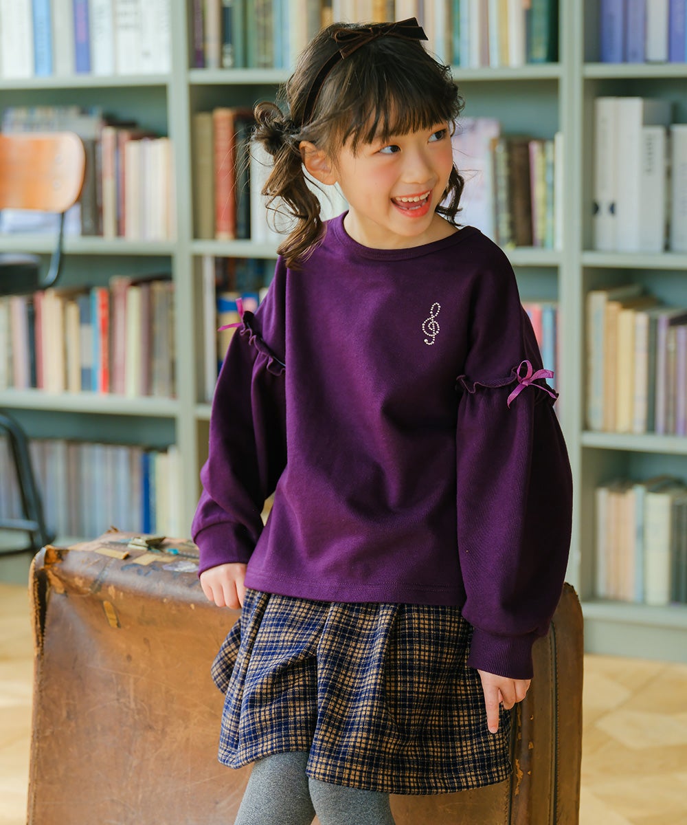 チェック柄 タック キュロットパンツ Navy model image 1