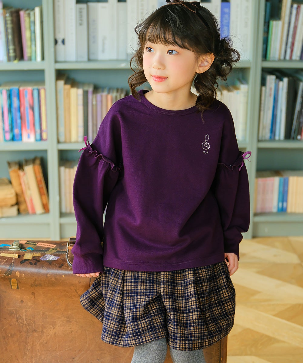 チェック柄 タック キュロットパンツ Navy model image 4