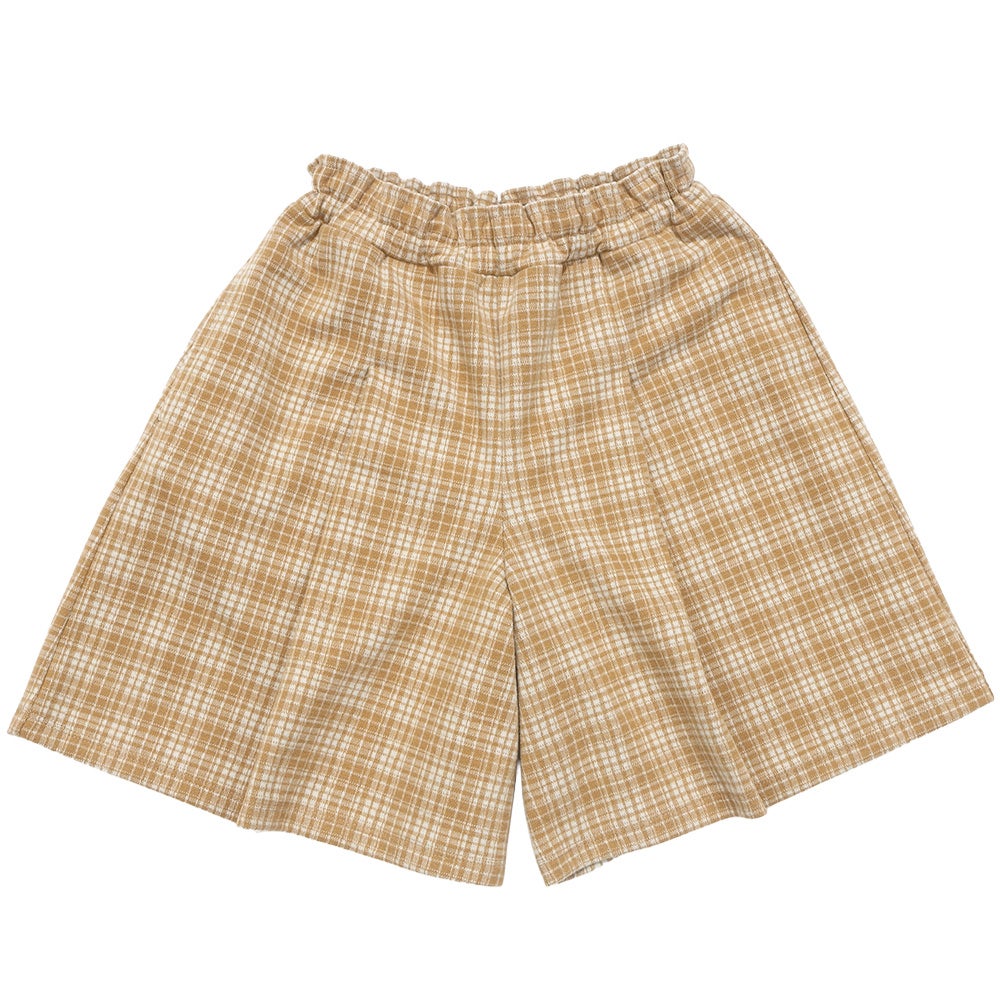 チェック柄 タック キュロットパンツ Beige front