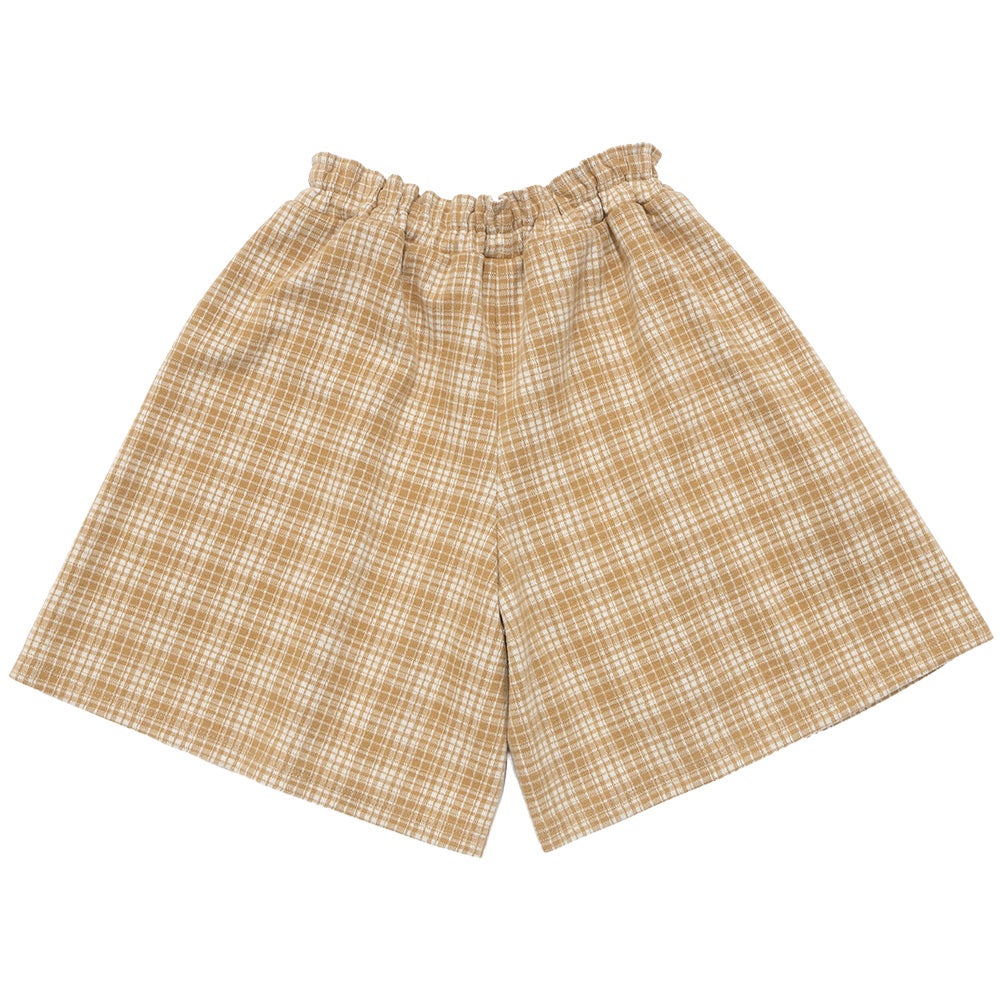 チェック柄 タック キュロットパンツ Beige back