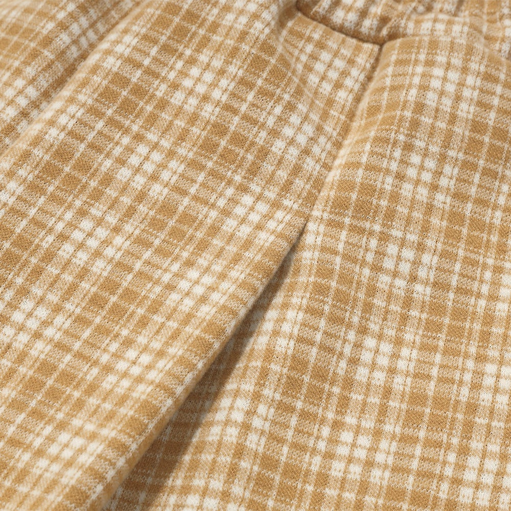 チェック柄 タック キュロットパンツ Beige Design point 1