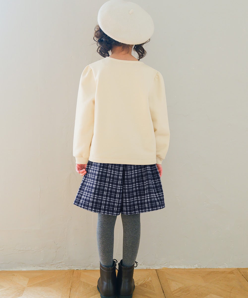 音符 刺繍 五線譜モチーフ リボン トレーナー Ivory model image 3