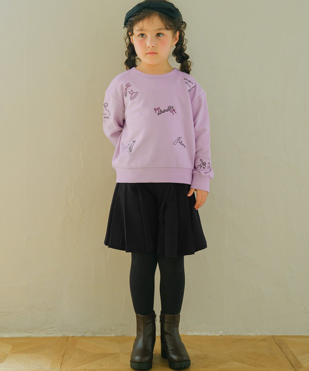 ストレッチツイル プリーツ風 キュロットパンツ Black model image 1