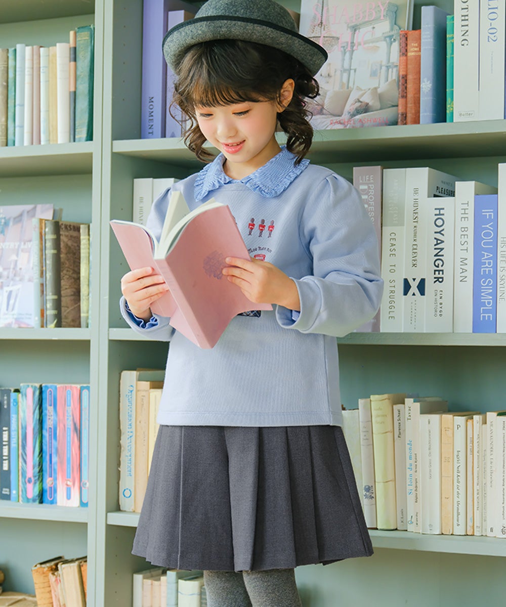 ストレッチツイル プリーツ風 キュロットパンツ Misty Gray model image up