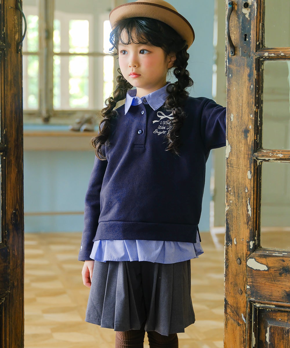 ストレッチツイル プリーツ風 キュロットパンツ Misty Gray model image 2