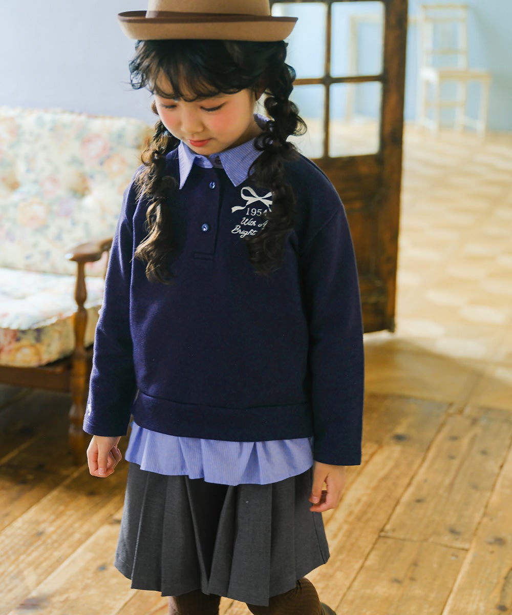 ストレッチツイル プリーツ風 キュロットパンツ Misty Gray model image 3