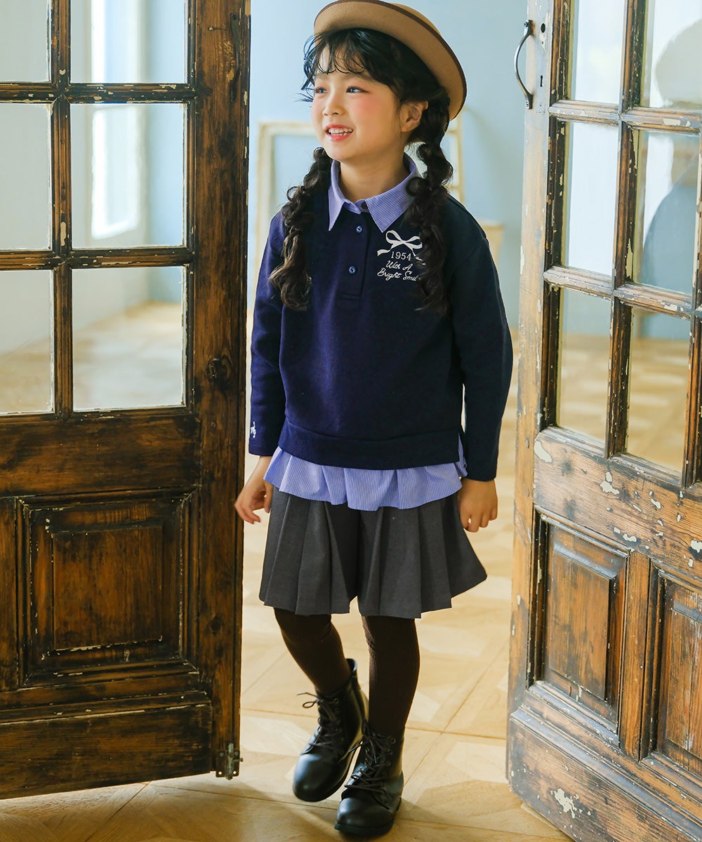 ストレッチツイル プリーツ風 キュロットパンツ Misty Gray model image 4
