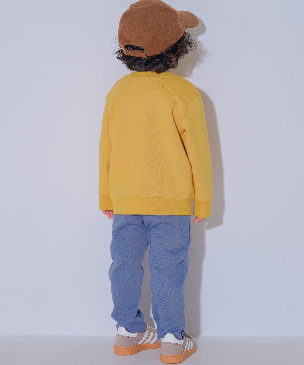 飛行機 乗り物 恐竜 刺繍 ポケットつき ストレッチ ベイカーパンツ Blue model image whole body