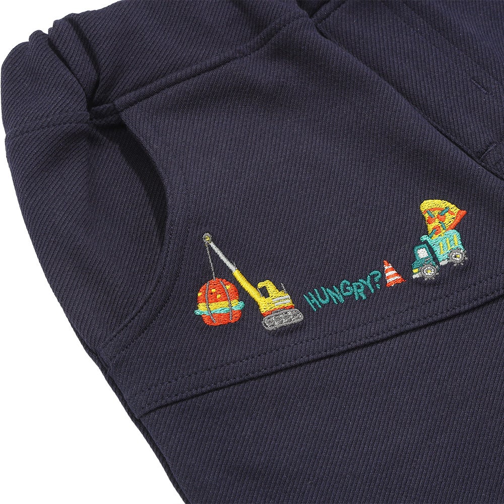 ハンバーガー はたらく車 乗り物刺繍 ストレッチパンツ Navy Design point 2