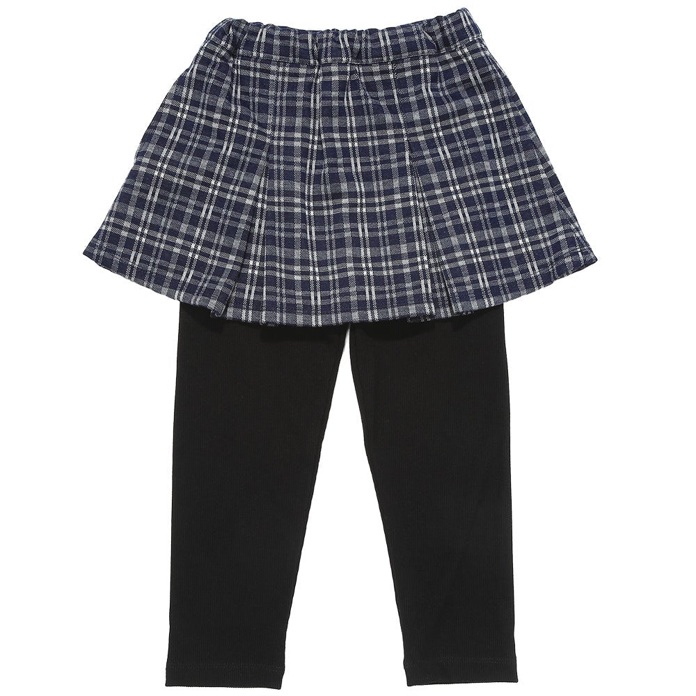 チェック柄 10分丈 スカッツ Navy front