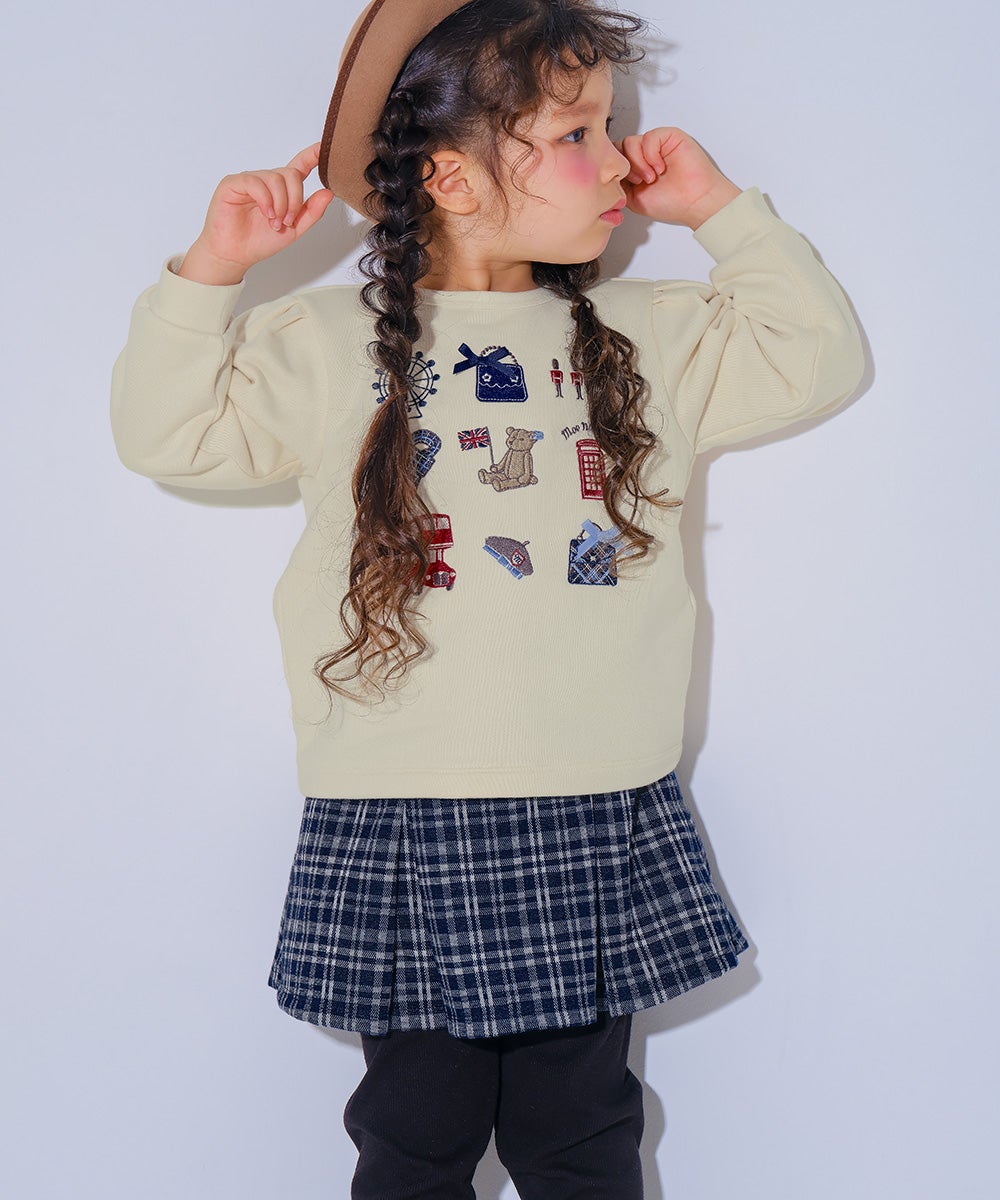 チェック柄 10分丈 スカッツ Navy model image 1