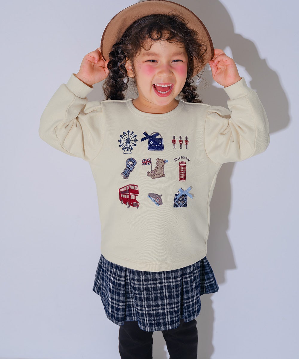 チェック柄 10分丈 スカッツ Navy model image 3