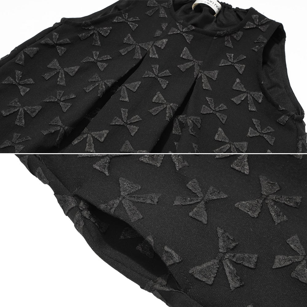 リボン柄 タック バルーンワンピース Black Design point 2