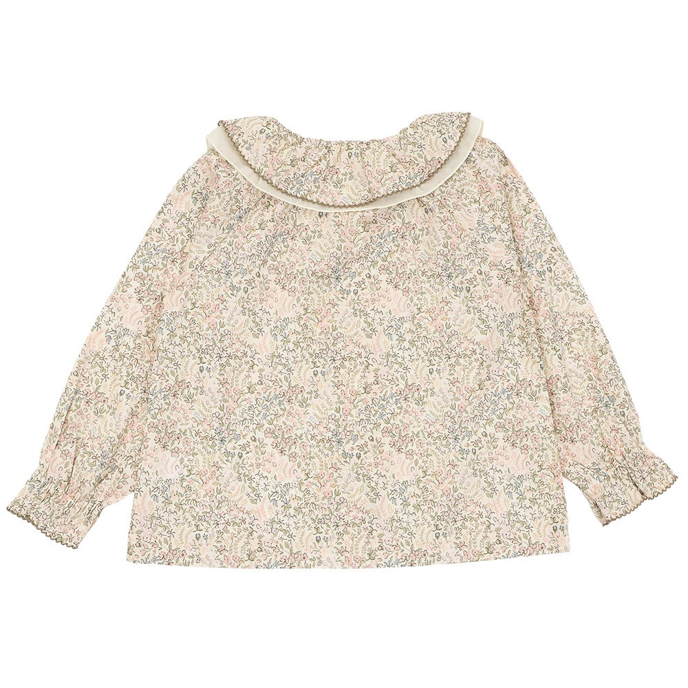 小花柄 シフォンフリル襟付き ブラウス Ivory back