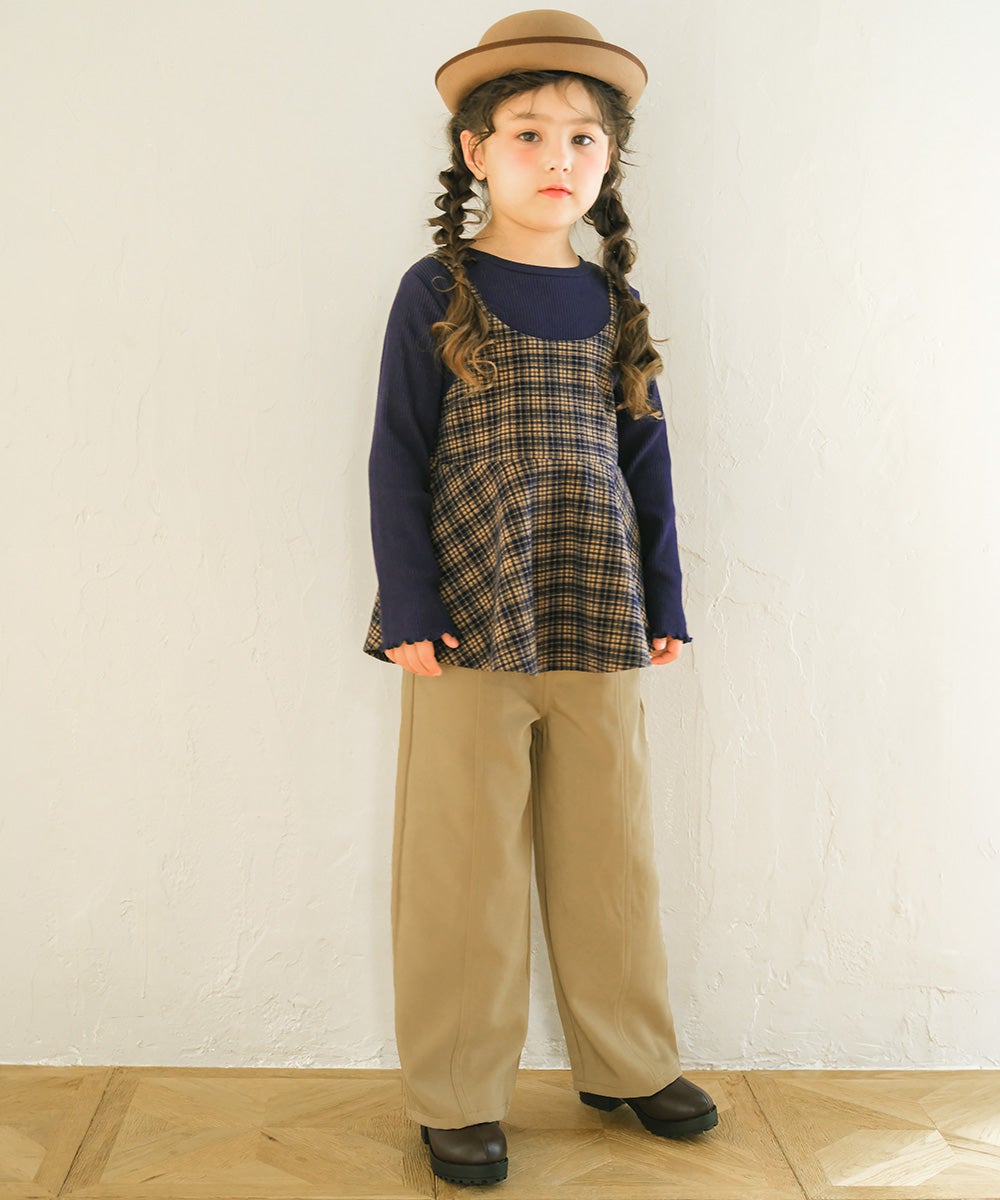 男女兼用 ウエストゴム ストレッチパンツ Beige model image up