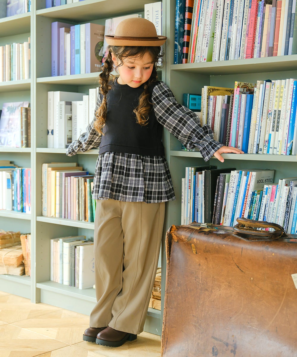 男女兼用 ウエストゴム ストレッチパンツ Beige model image 2
