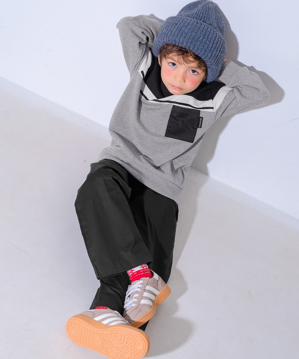 男女兼用 ストレッチツイル ストレートパンツ Black model image up