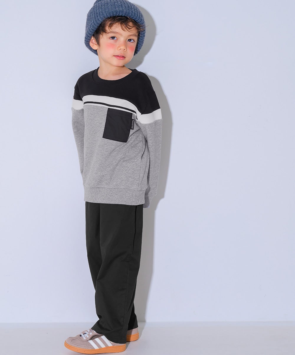 男女兼用 ストレッチツイル ストレートパンツ Black model image whole body