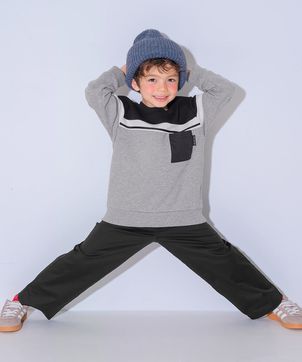 男女兼用 ストレッチツイル ストレートパンツ Black model image 2