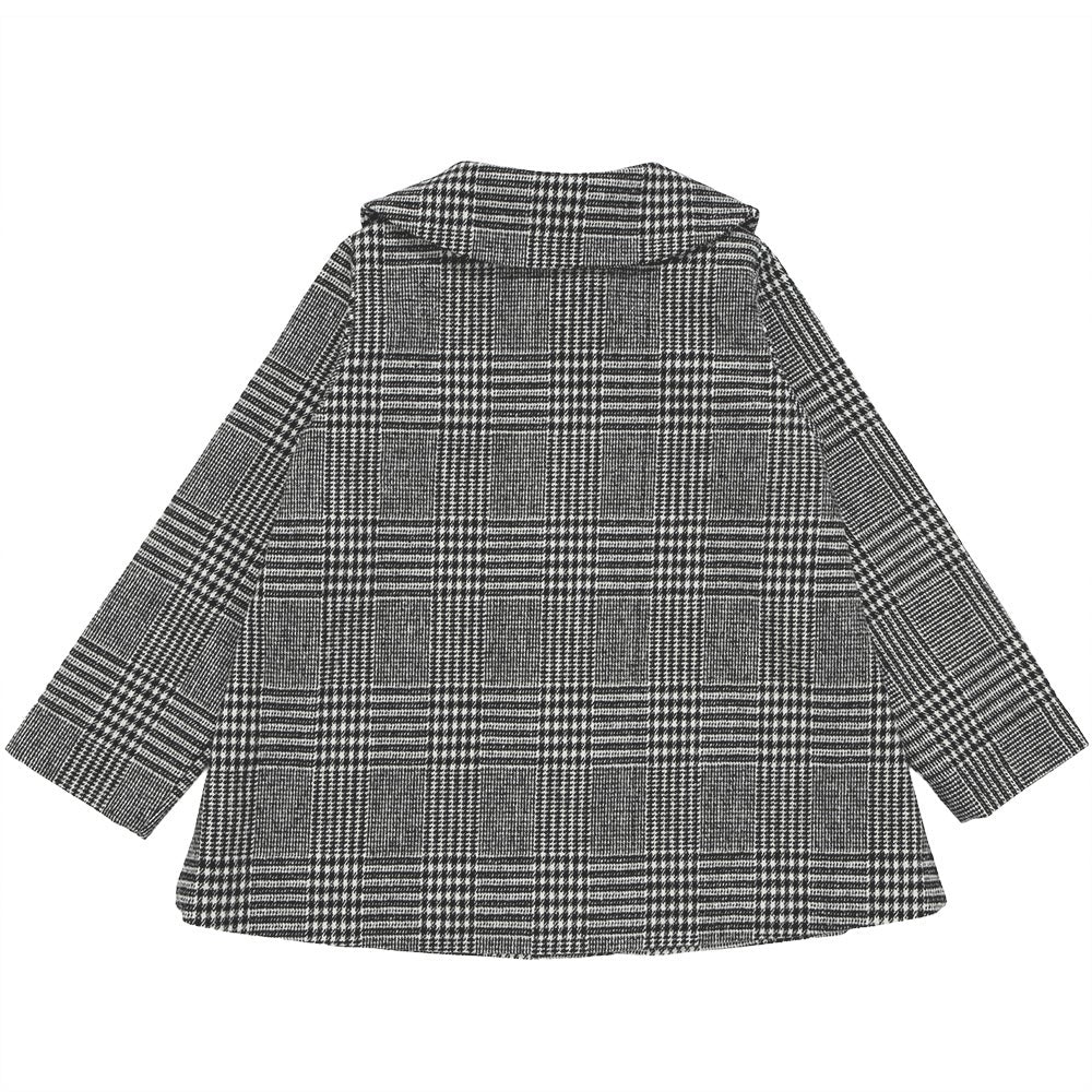 チェック柄 襟付き 厚手 微起毛コート White/Black back