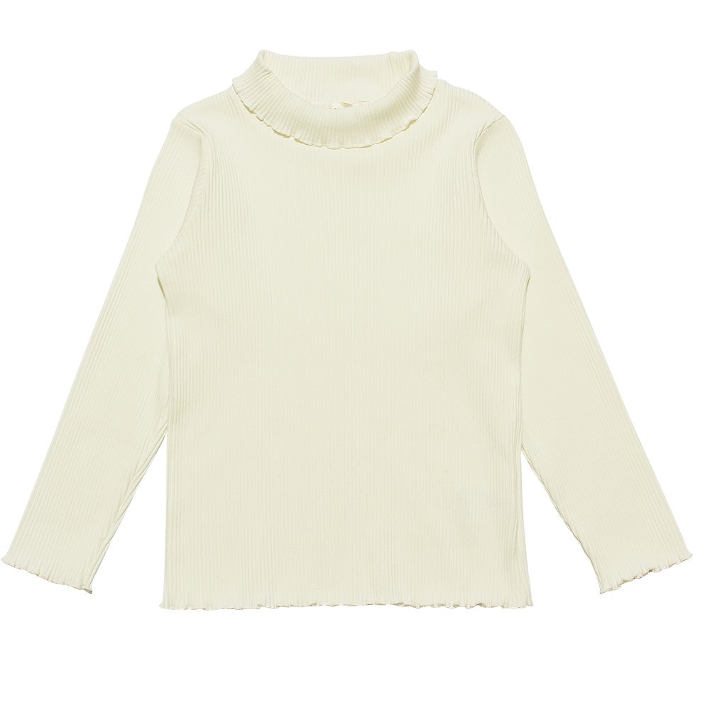 リブ ハイネックカットソー Off White front