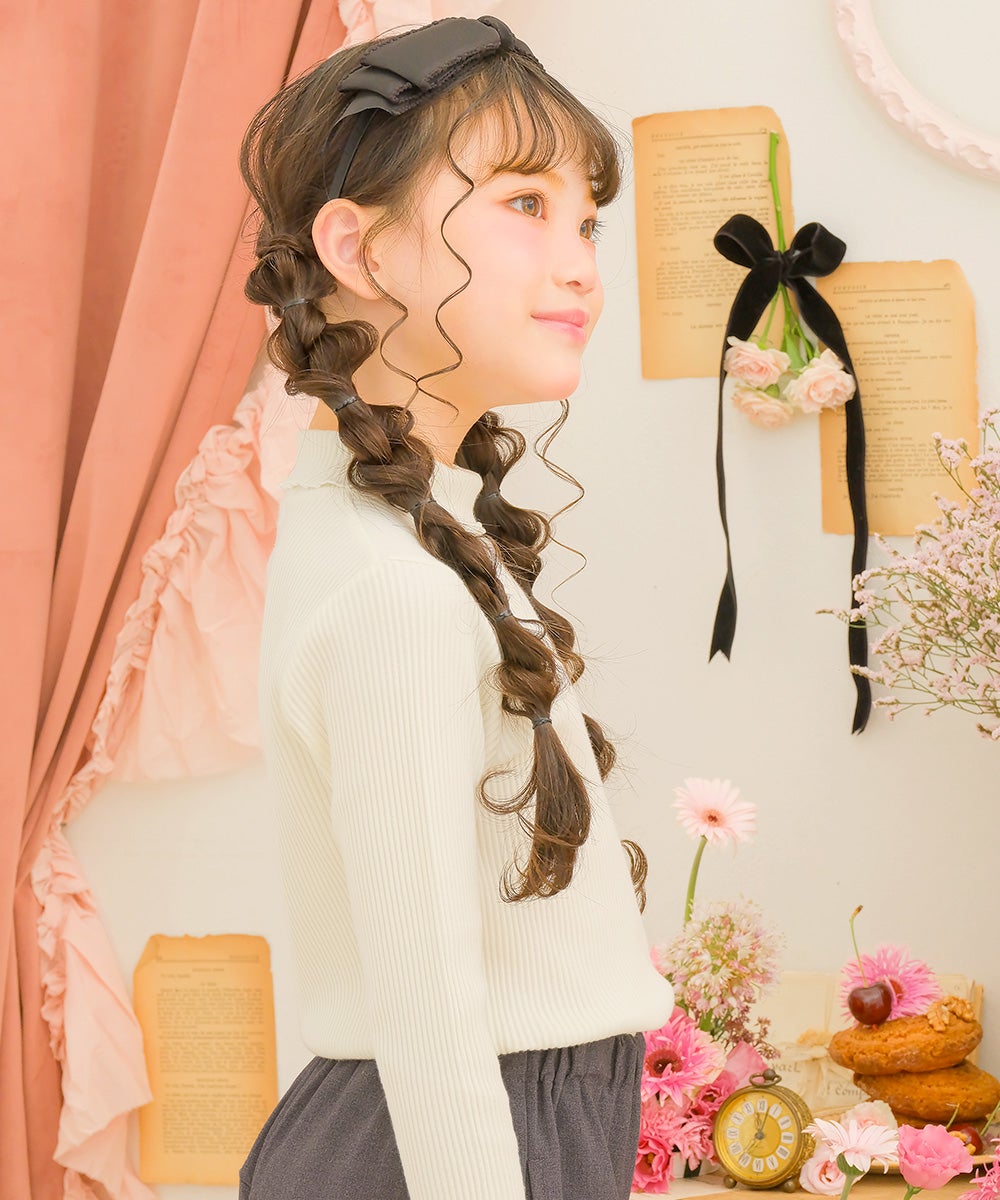リブ ハイネックカットソー Off White model image up