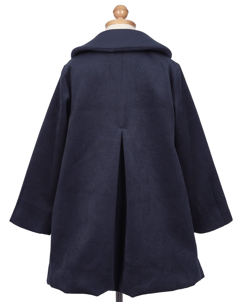 リボン 襟つき ダブルボタン 微起毛コート Navy torso