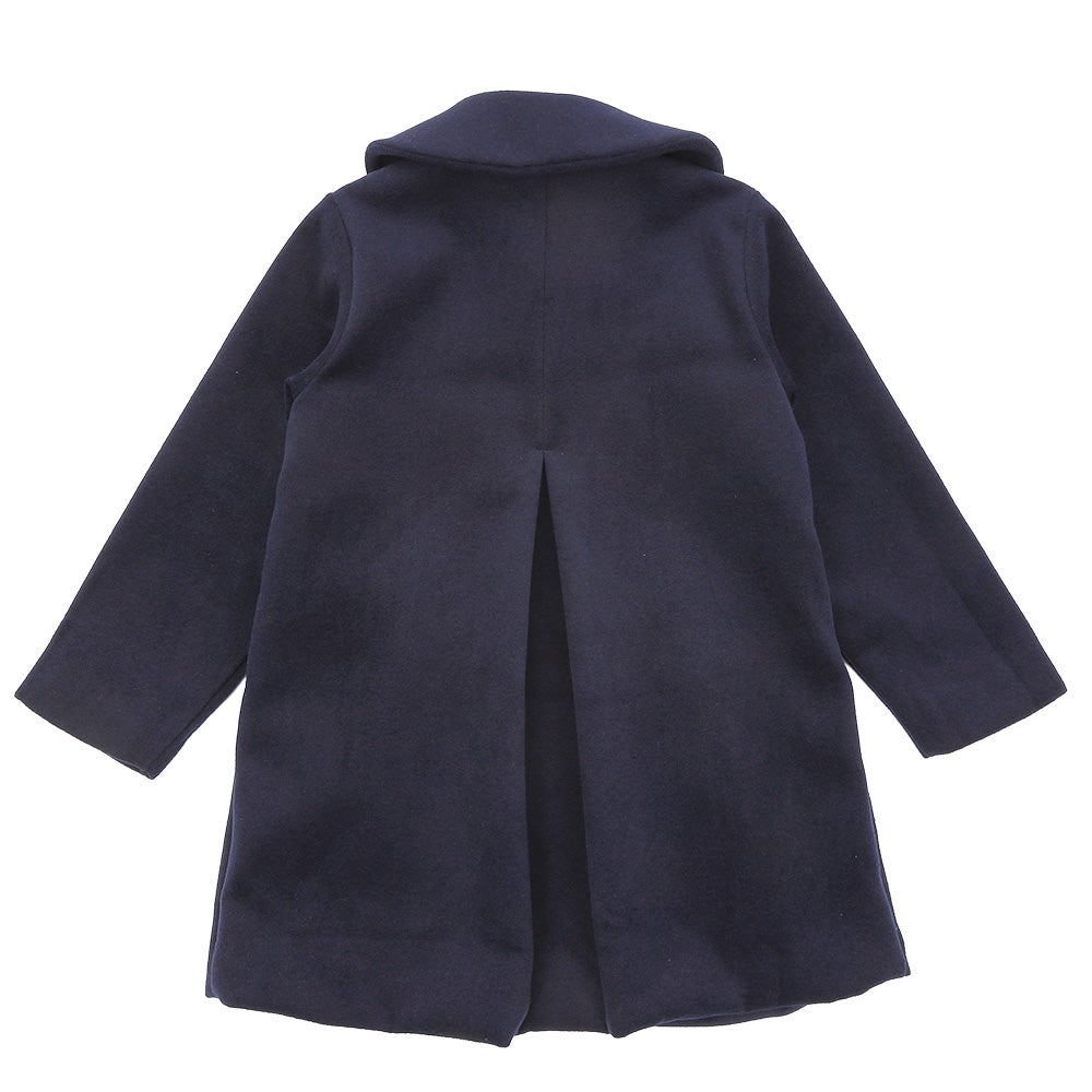 リボン 襟つき ダブルボタン 微起毛コート Navy back