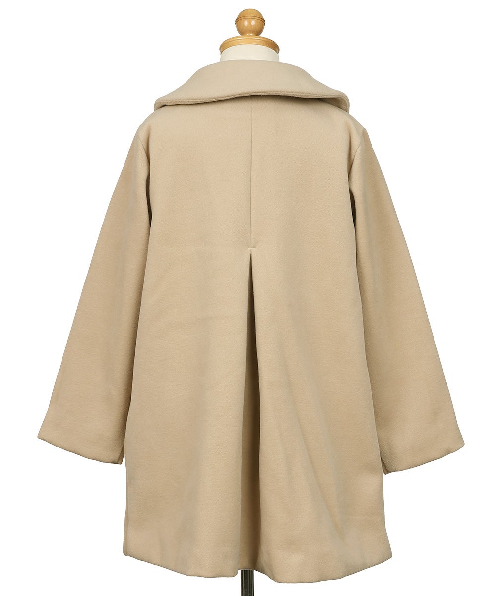 リボン 襟つき ダブルボタン 微起毛コート Beige torso