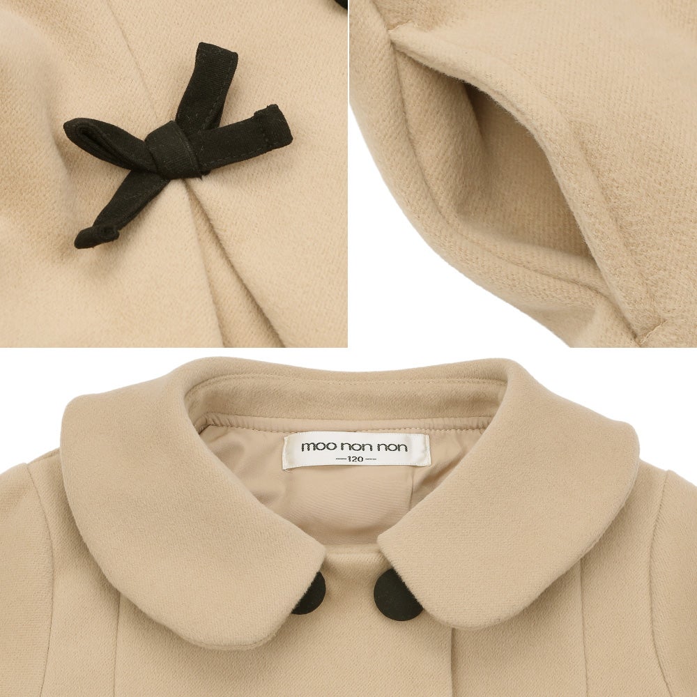 リボン 襟つき ダブルボタン 微起毛コート Beige Design point 2