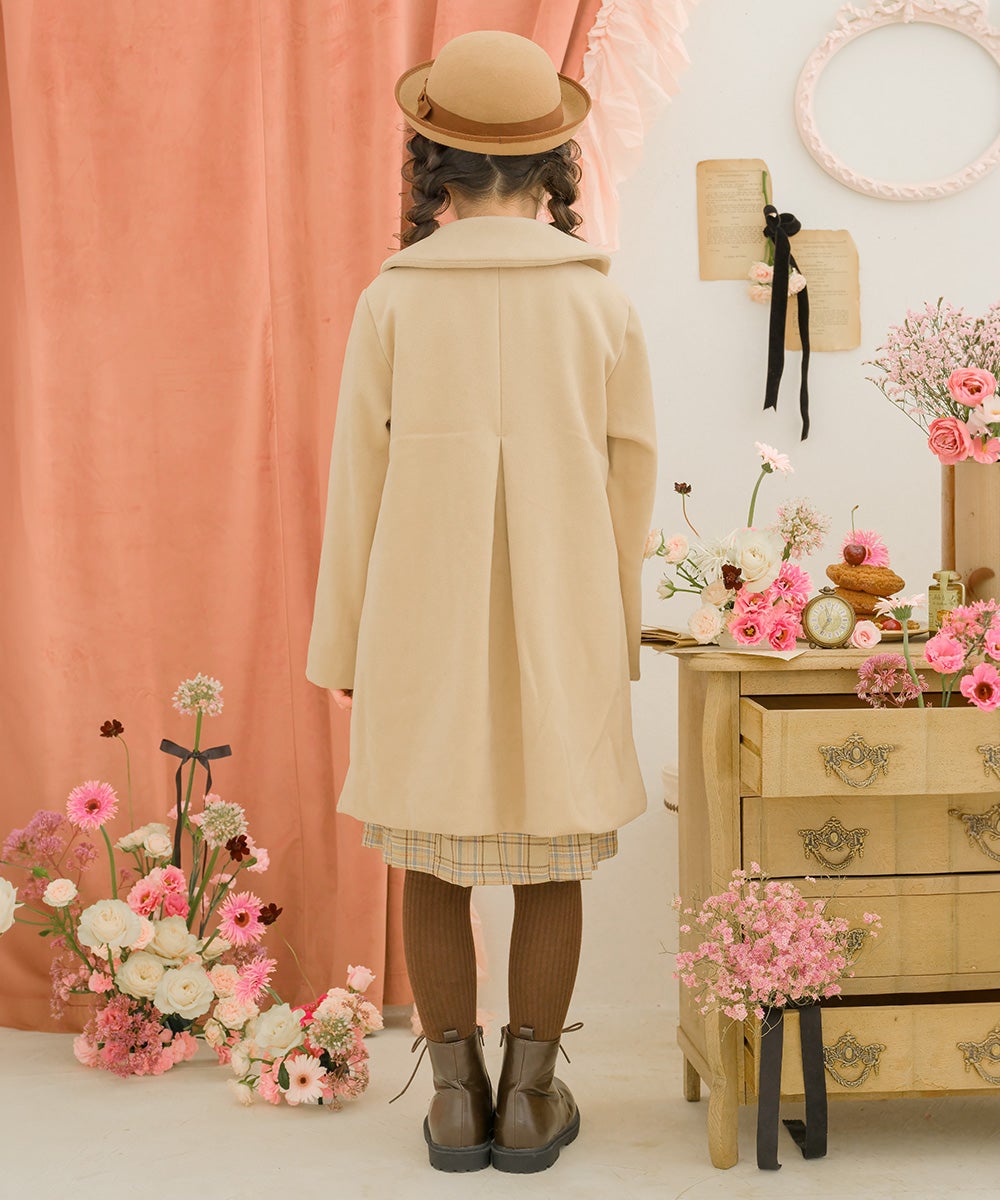 リボン 襟つき ダブルボタン 微起毛コート Beige model image 4