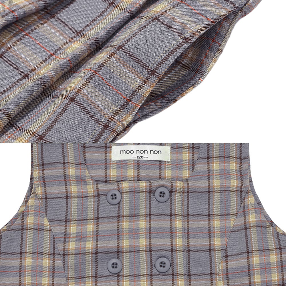 チェック柄 ダブルボタン タックワンピース Gray Design point 2