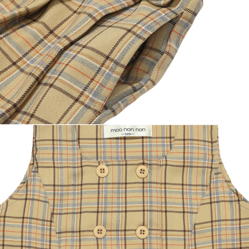 チェック柄 ダブルボタン タックワンピース Beige Design point 2