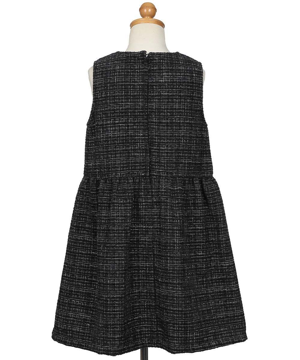 パール調ボタン付き ツイードワンピース Black torso