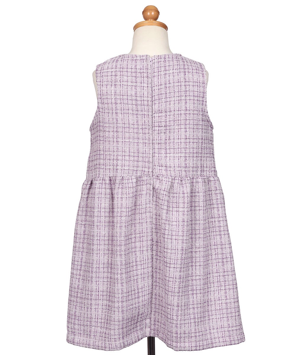 パール調ボタン付き ツイードワンピース Purple torso
