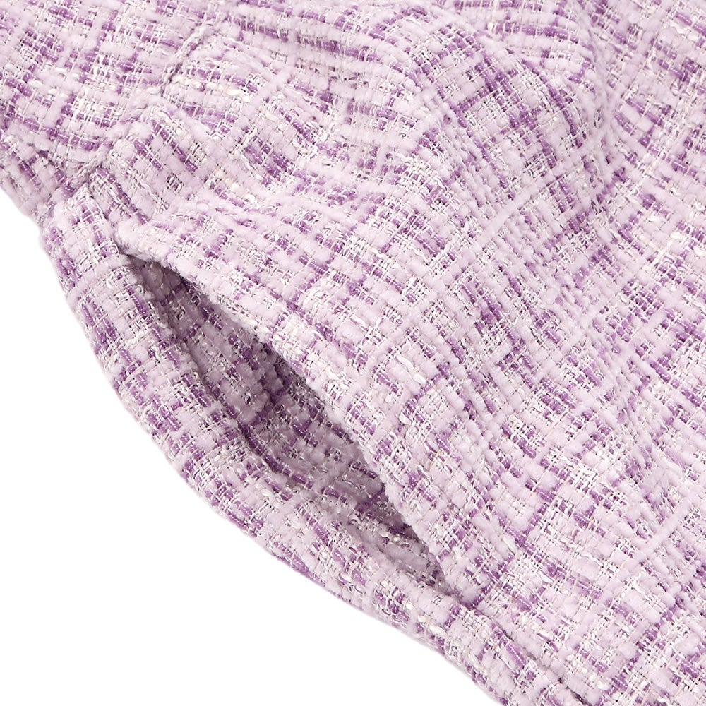 パール調ボタン付き ツイードワンピース Purple Design point 2