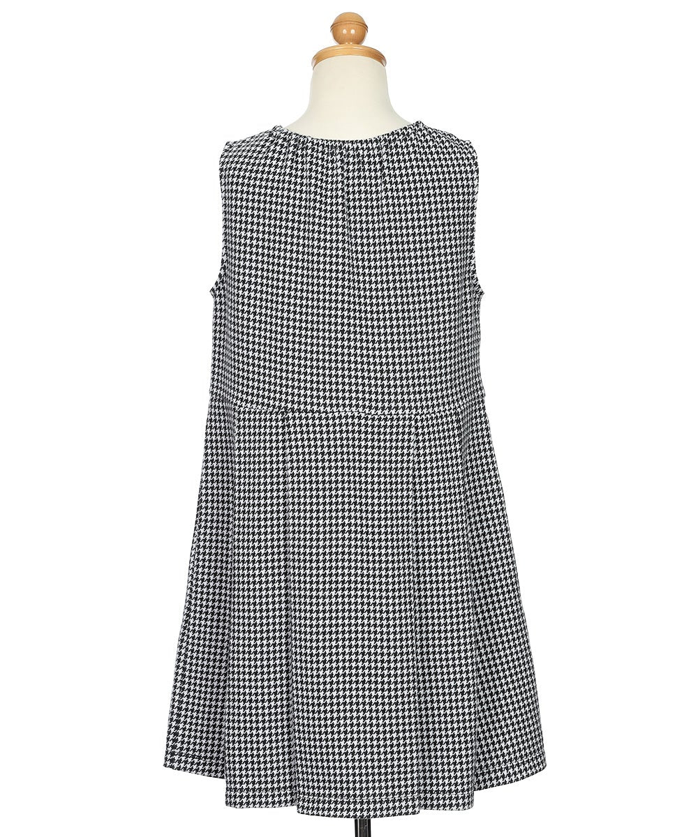 千鳥柄 リボンつき タックワンピース White/Black torso