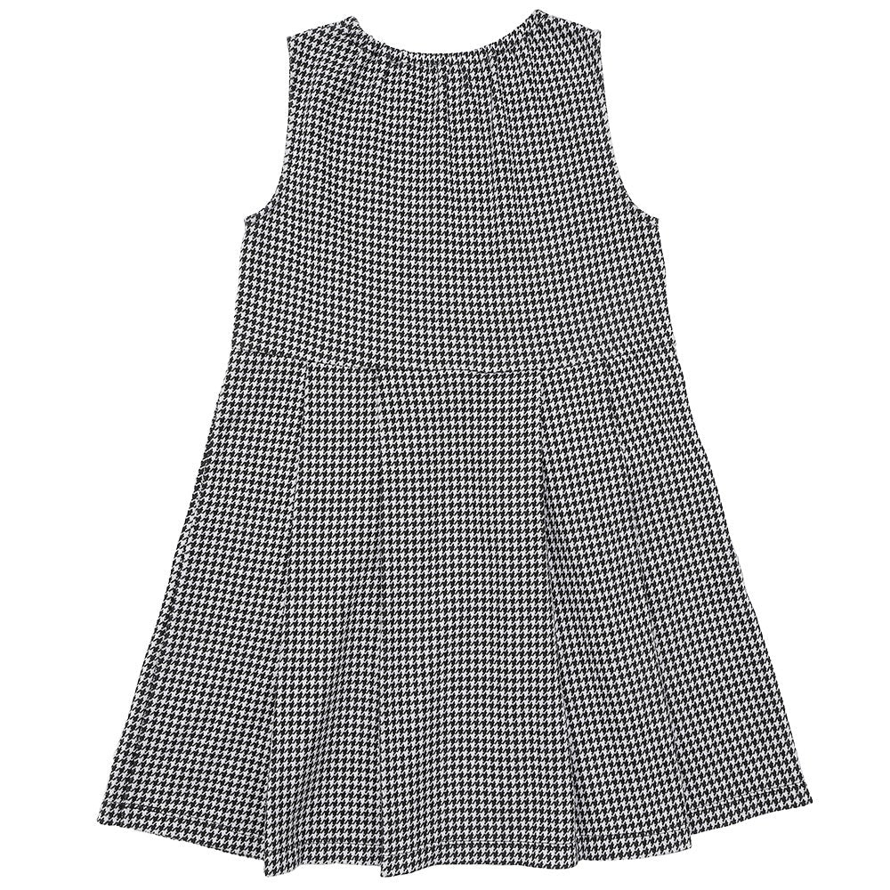 千鳥柄 リボンつき タックワンピース White/Black back
