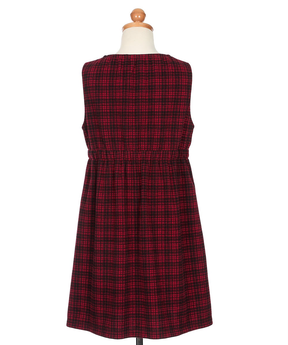チェック柄 カシュクール ギャザーワンピース Red torso