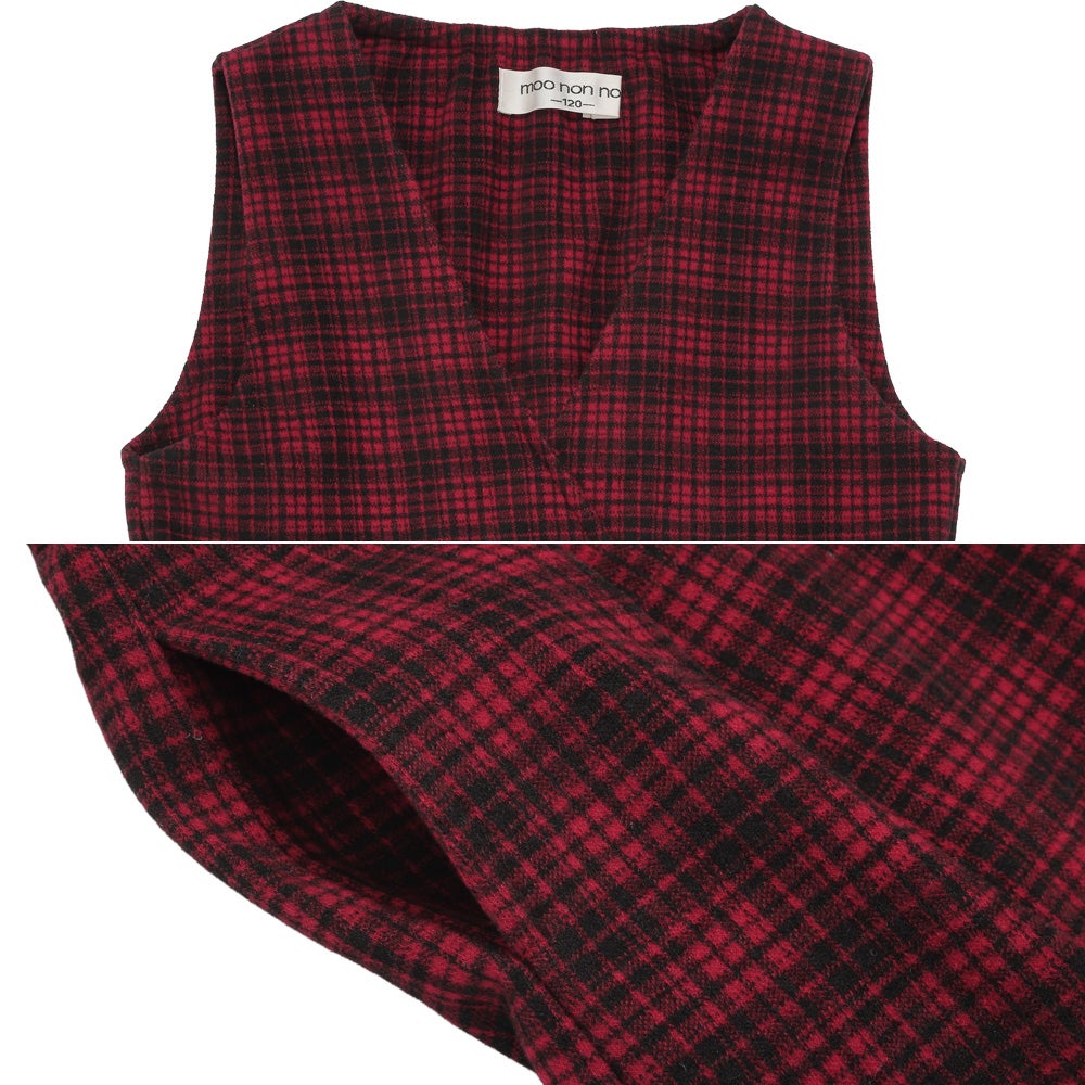 チェック柄 カシュクール ギャザーワンピース Red Design point 1