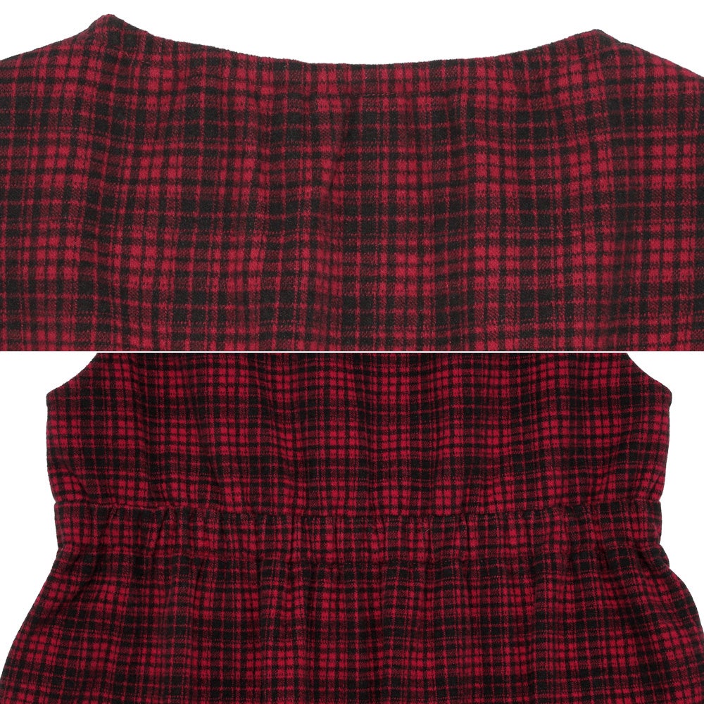チェック柄 カシュクール ギャザーワンピース Red Design point 2