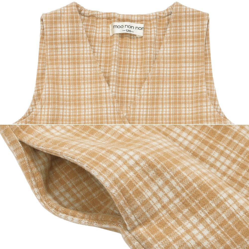 チェック柄 カシュクール ギャザーワンピース Beige Design point 1