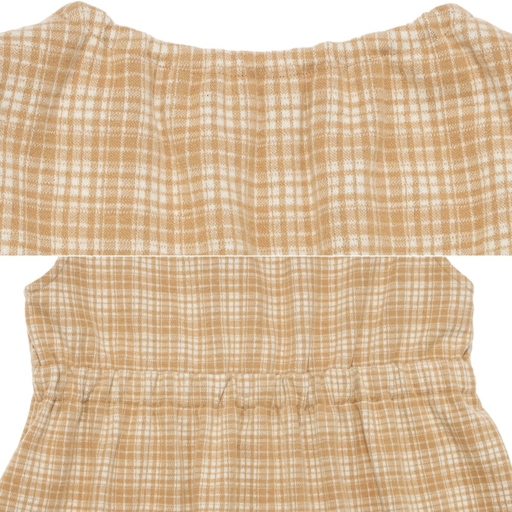 チェック柄 カシュクール ギャザーワンピース Beige Design point 2