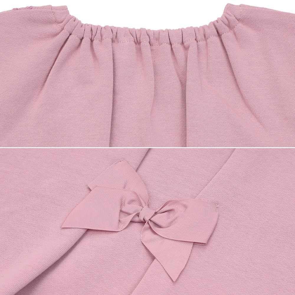 お花 花柄 刺繍 バックリボンつき 裏毛トレーナー Pink Design point 2