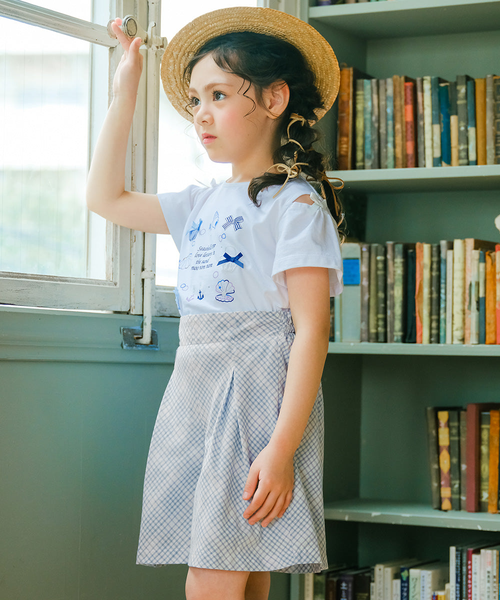 綿100％ チェック柄 キュロット