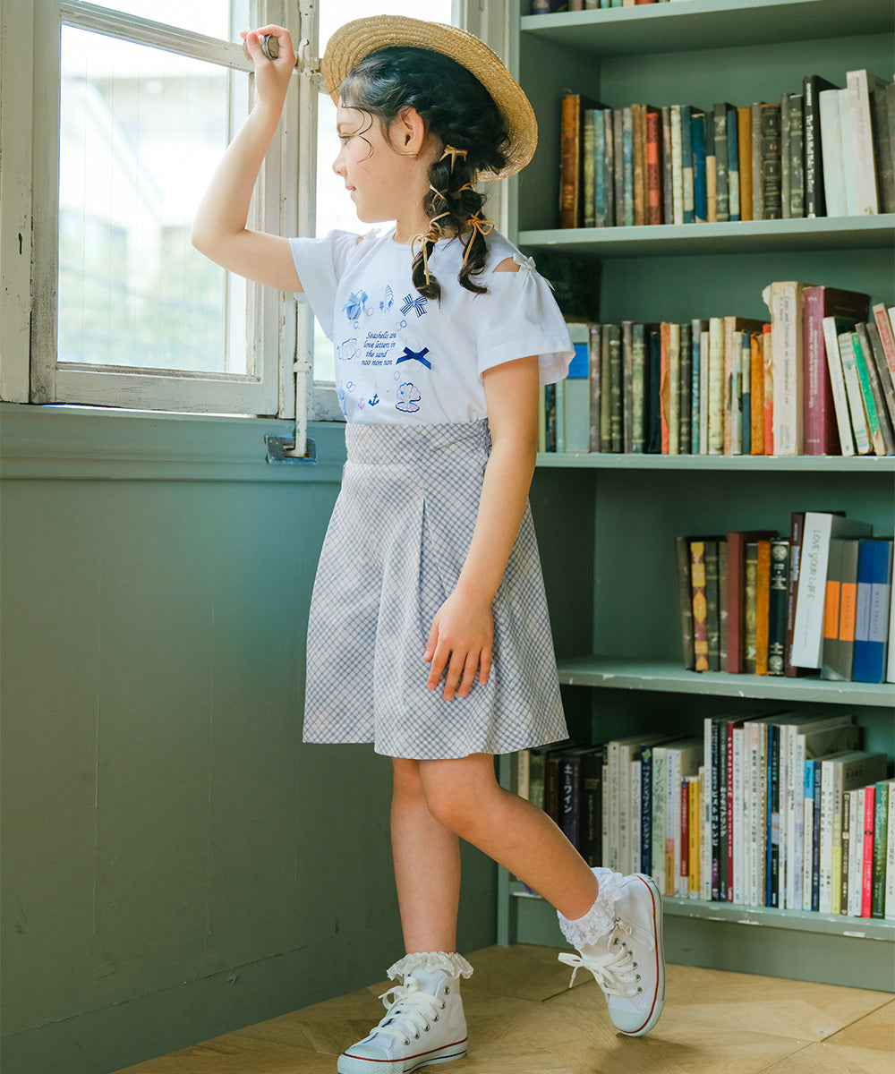 綿100％ チェック柄 キュロット